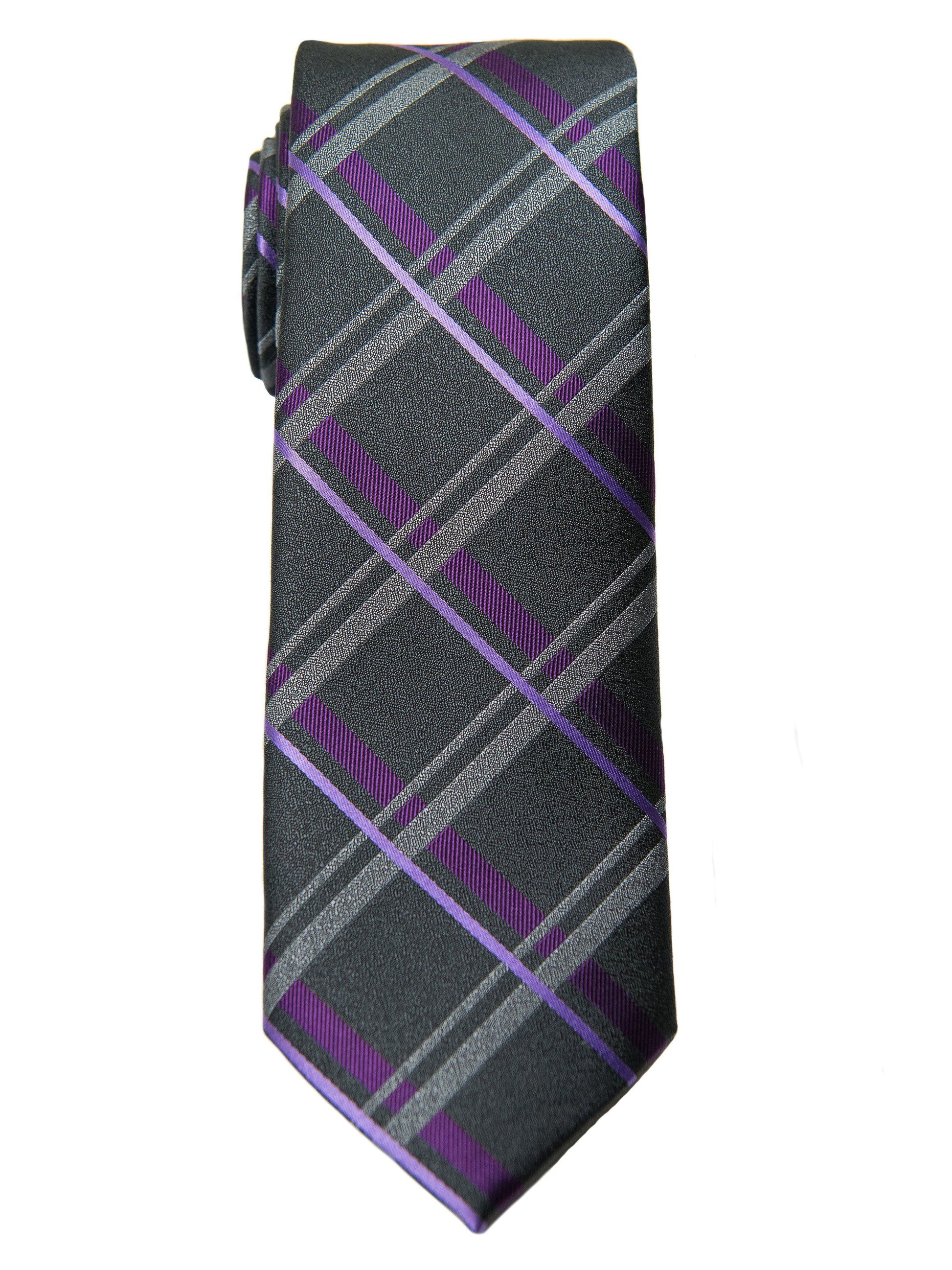 Boy's Tie 28489- Plaid-Charcoal/Burgundy Boys Tie Heritage House 