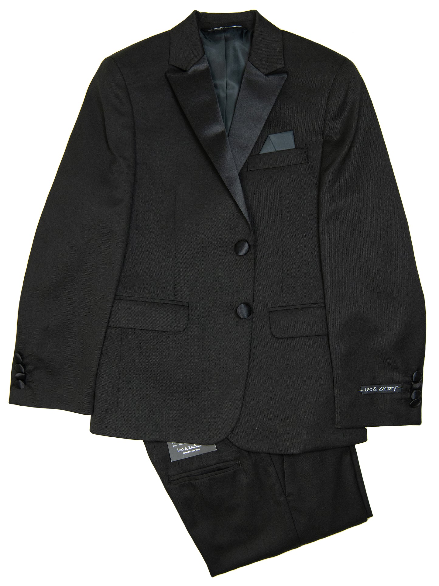 Leo & Zachary 29342 Boy's Skinny Fit Tuxedo - Solid - Black