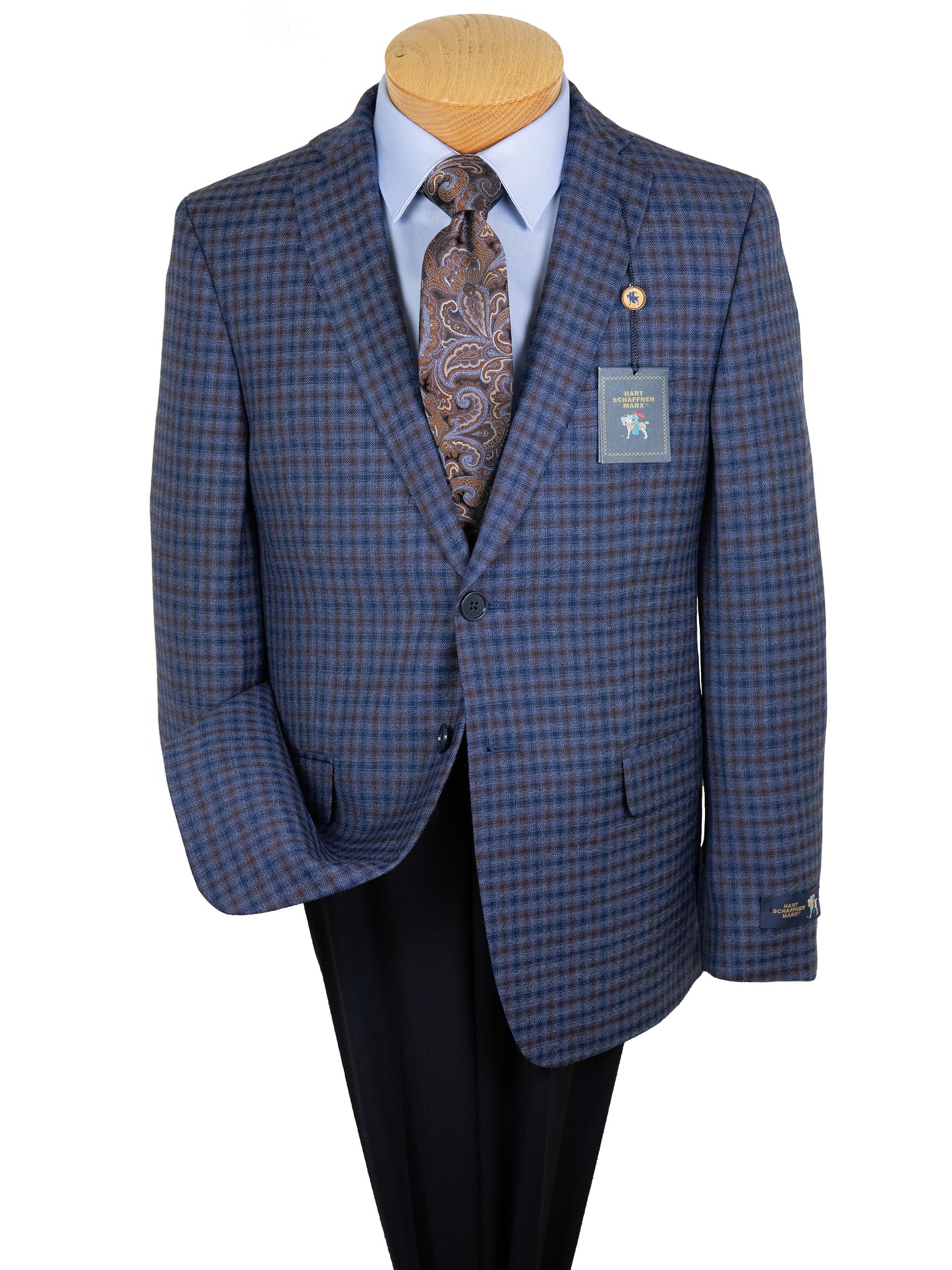 HSM 29874 Boy's Sport Coat - Check - Medium Blue/Rust