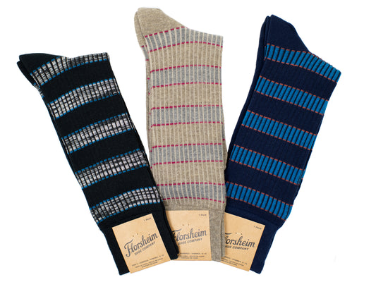 Florsheim 30011 Mens' Socks- Rugby Stripe