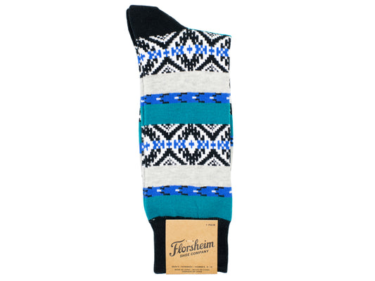 Florsheim 30014 Mens' Socks- Fairisle- Black