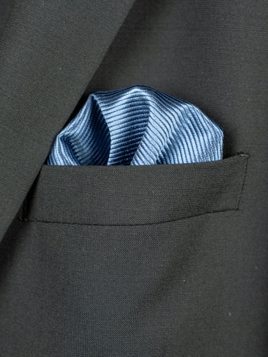 Heritage House Pocket Square 30764PS - Tonal Stripe - River Blue