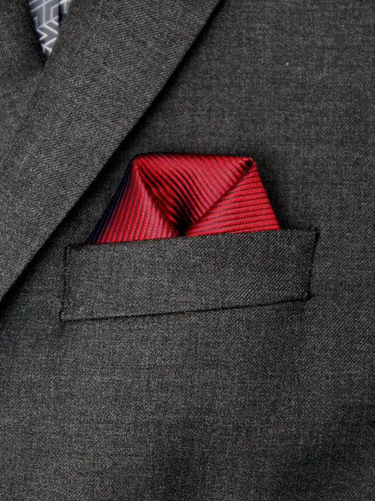 Heritage House Pocket Square 30766PS - Tonal Stripe - Medium Red