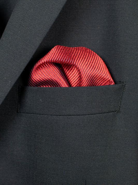 Heritage House Pocket Square 30767PS - Tonal Stripe - Carmine