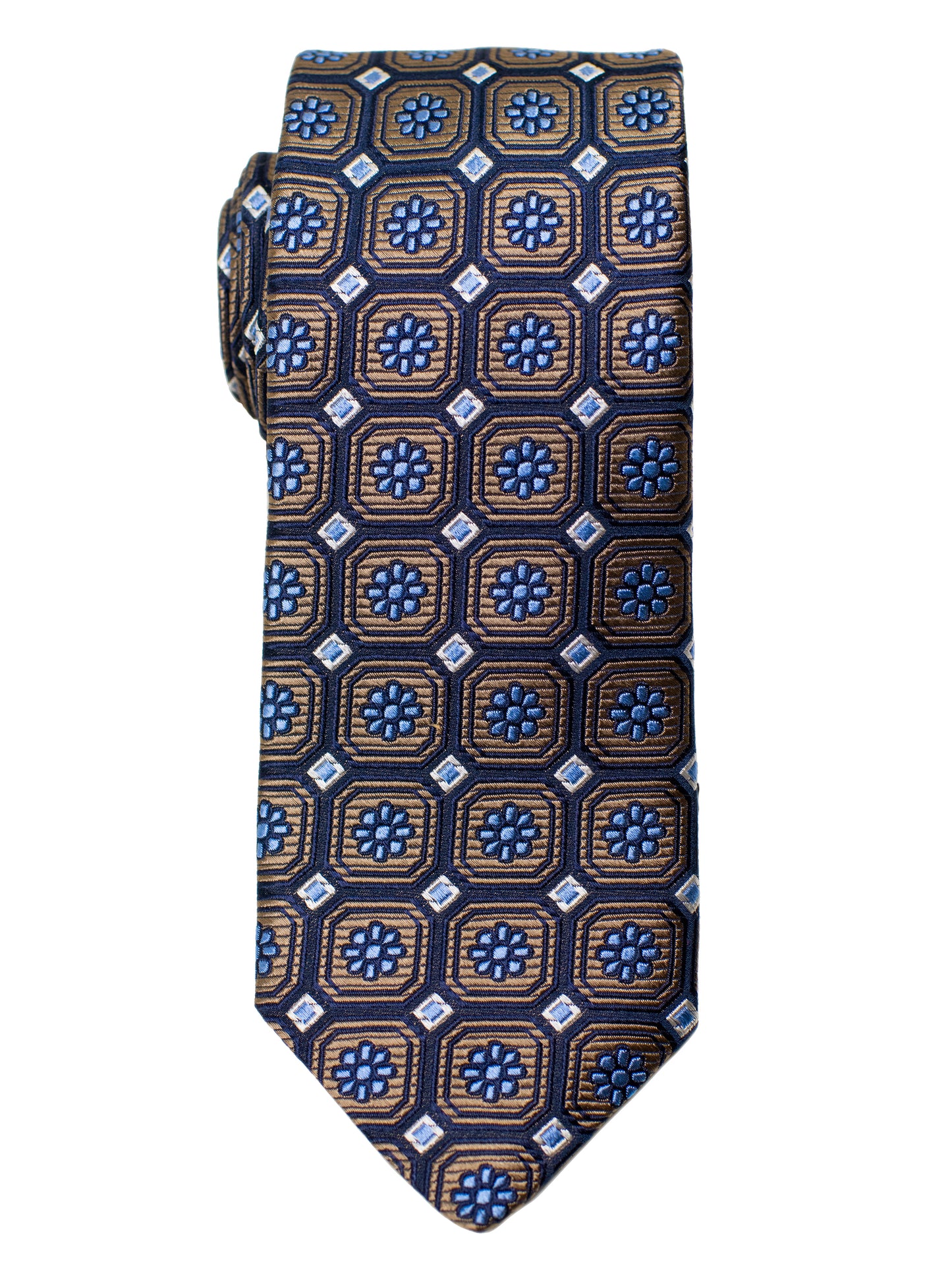 Dion 31244 Boy's Tie- Neat- Navy/Brown/Sky