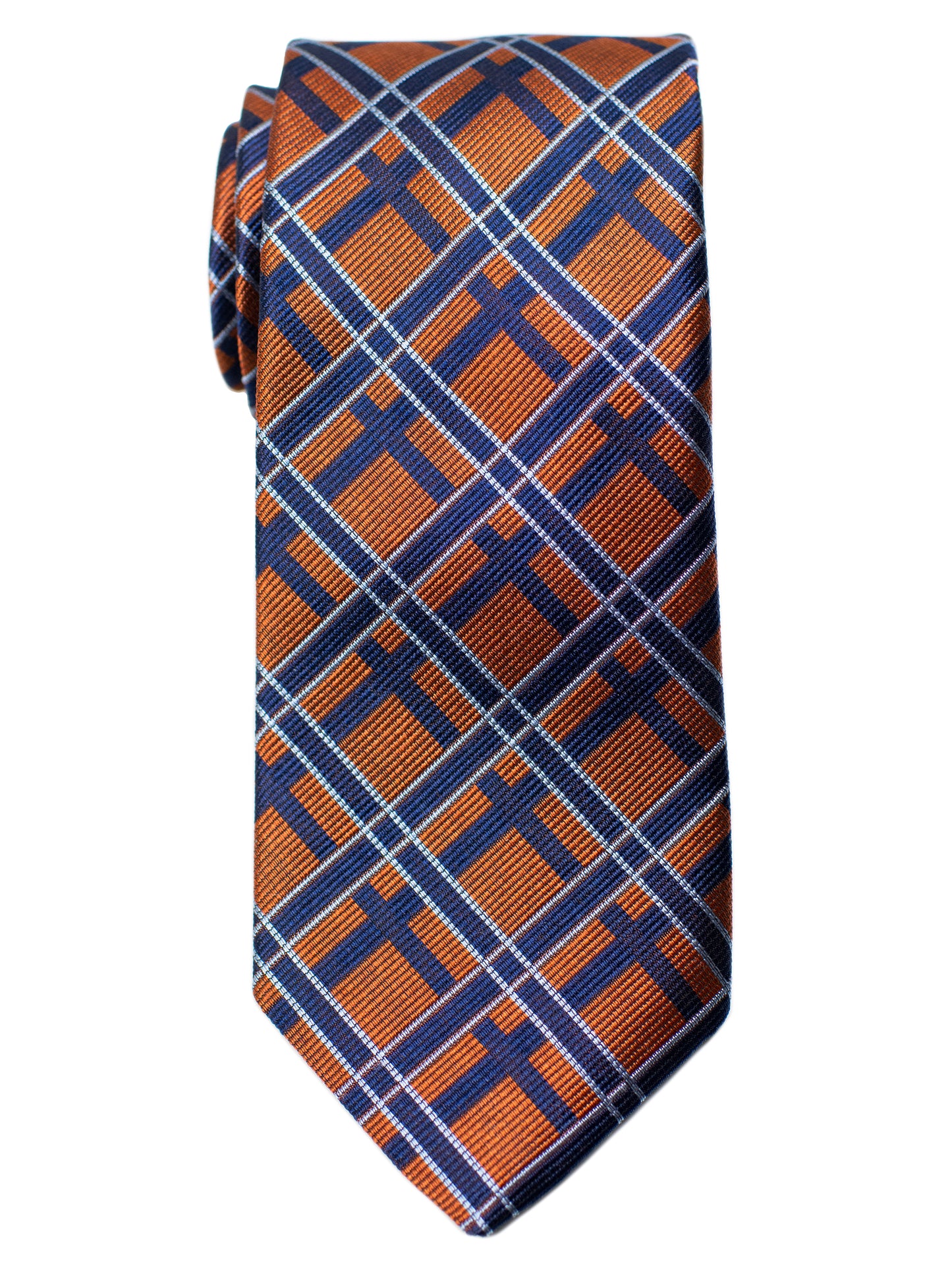 Dion 31274 Boy's Tie- Check-Orange/Navy