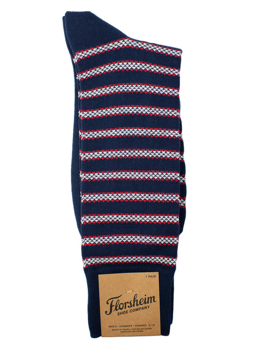 Florsheim 31724 Mens' Socks- Mesh Stripe - Dark Blue