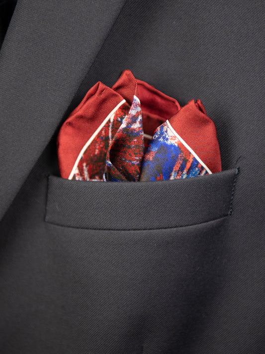 Heritage House Pocket Square 32717 - Expressionist - Red/Blue