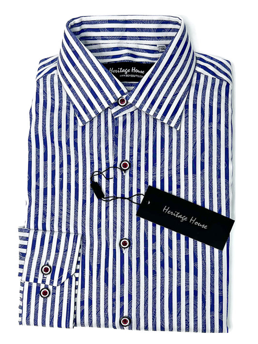 Heritage House 33351 Boy's Dress Shirt - Stripe - Blue