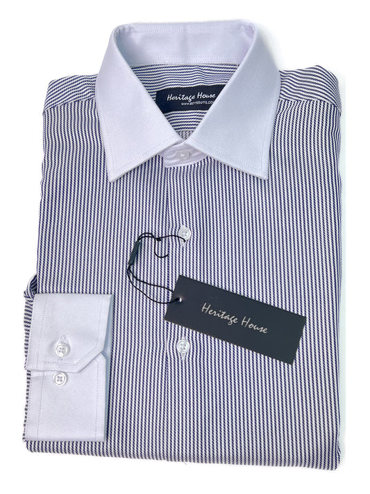 Heritage House 33460 Boy's Dress Shirt - Stripe - Blue