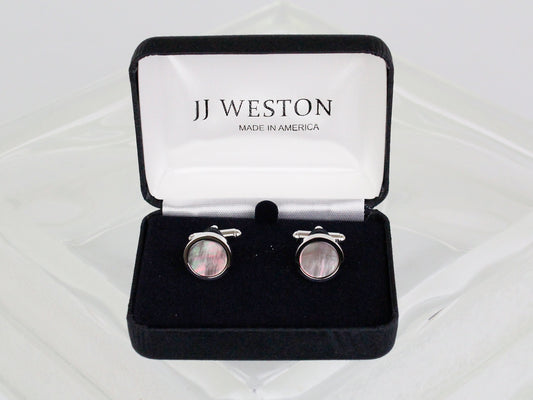 JJ WESTON 34218 - Mother of Pearl Cufflinks - Smoked Grey