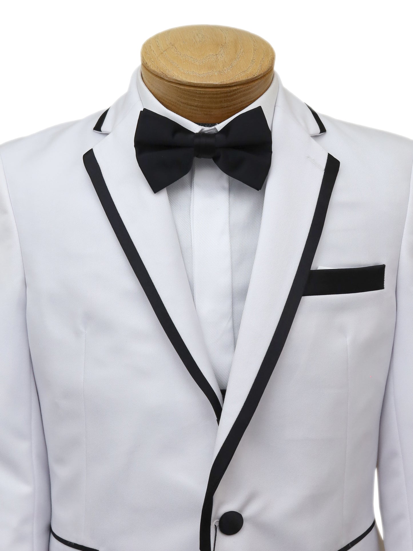 Leo & Zachary 34448 Boy's Skinny Fit Tuxedo - White Jacket with Black Pant