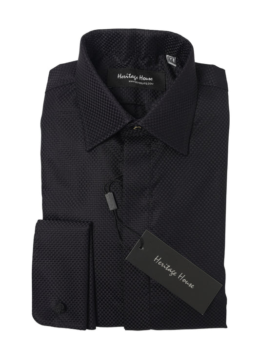 Heritage House 34990 French Cuff Boy's Dress Shirt - Tonal Basket Weave - Black