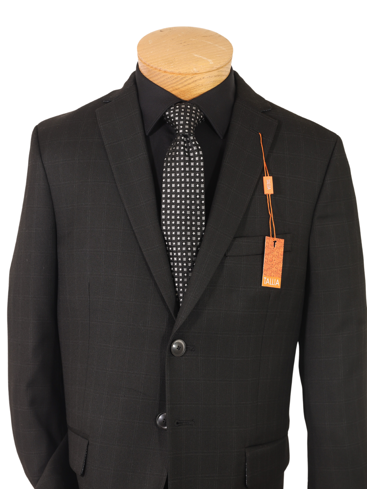 Tallia 35153  Boy's Suit - Skinny Fit - Windowpane - Black