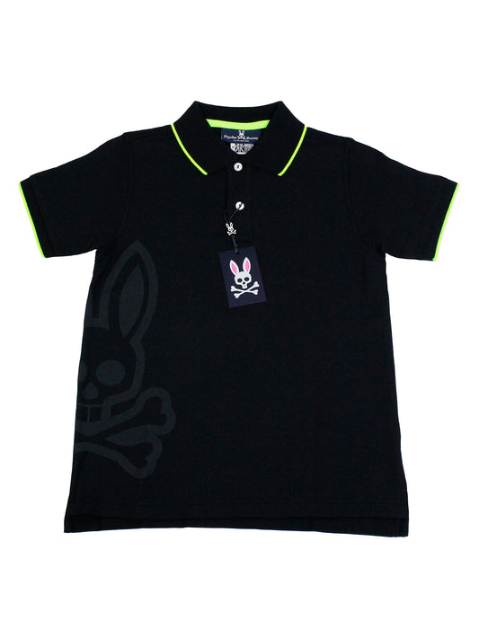 Psycho Bunny 35183 Boy's Short Sleeve Polo - Black