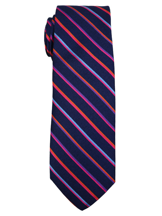 Dion  Boy's Tie 35244 - Stripe - Navy/Yellow/Melon