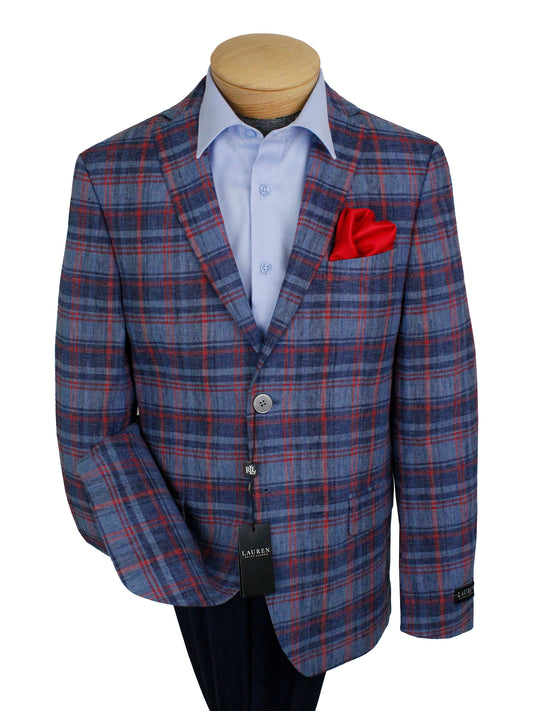 Lauren Ralph Lauren 35481 Boy's Sport Coat - Plaid - Navy/Red