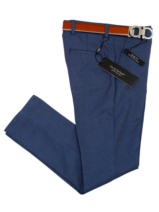 Leo & Zachary 35577P Boy's Suit Separate Pants - Birdseye - Ink/Sky