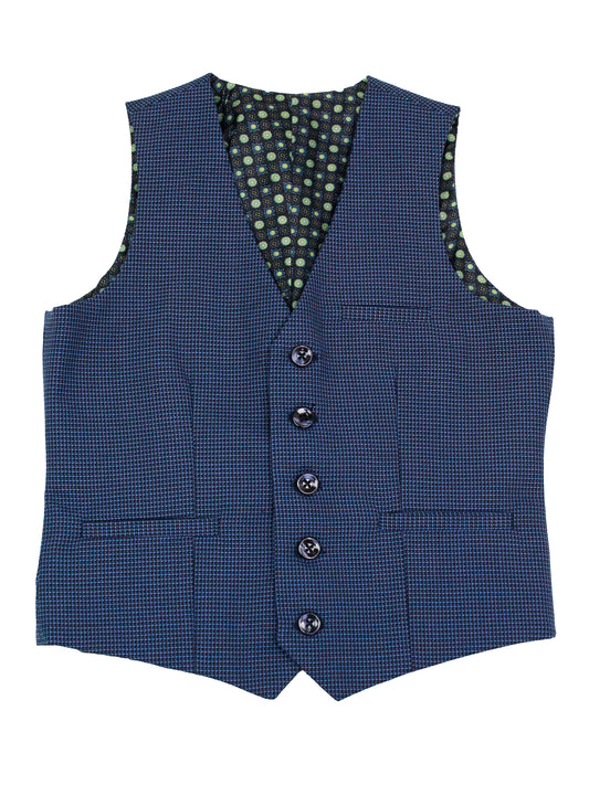 Leo & Zachary 35577V Boy's Suit Separate Vest - Birdseye - Ink/Sky