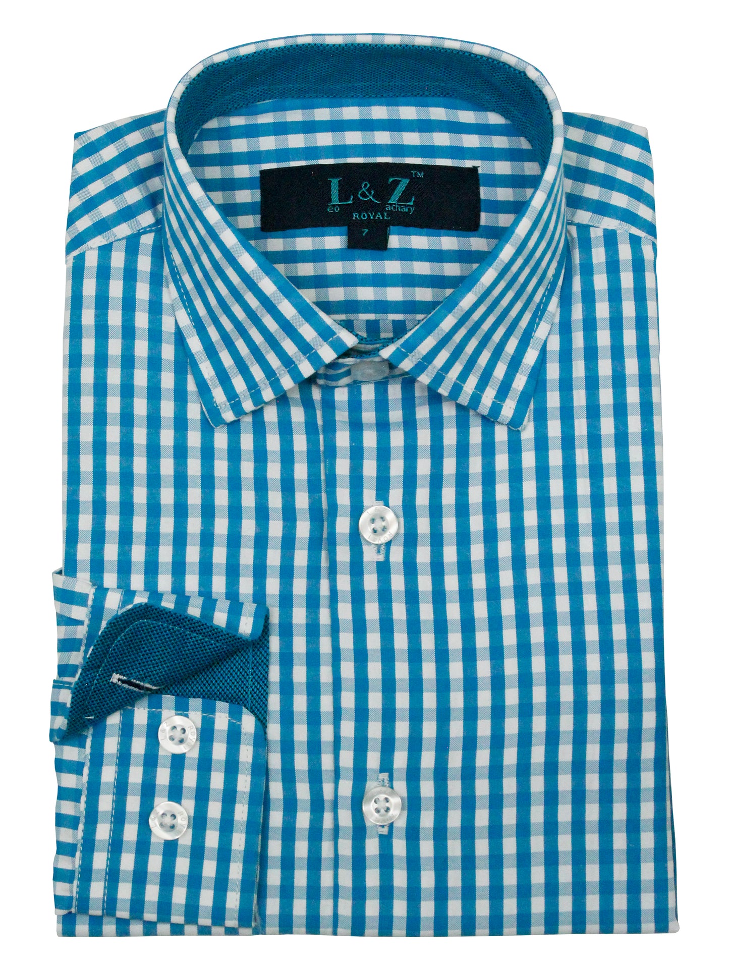 Leo & Zachary 35647 Boy's Dress Shirt - Checks - Royal