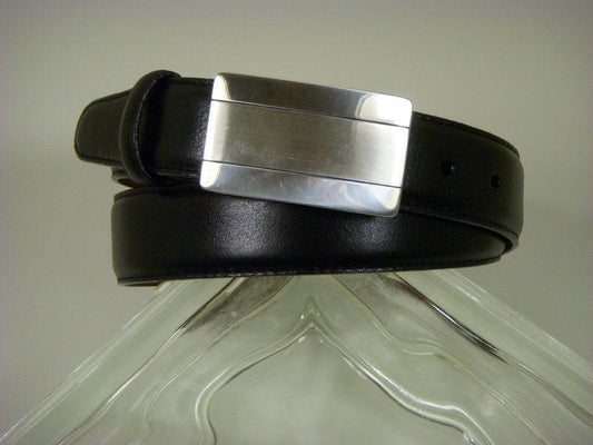 Brighton 7654 100% leather Boy's Belt - Grain leather - Black, Silver Plaque Buckle