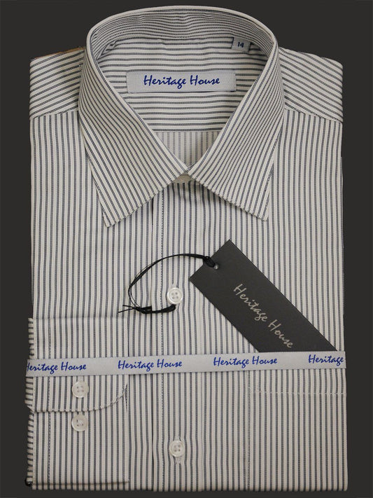 Heritage House 9989 100% Pima Cotton Boy's Dress Shirt - Stripe - White/Black